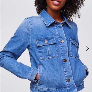 NWT LOFT frayed denim swing jacket size medium